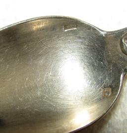 Circa Early 1930's Rare SS Rune Engraved Tea Spoon Set With Case-French Silversmith "CAILAR BAYARD"