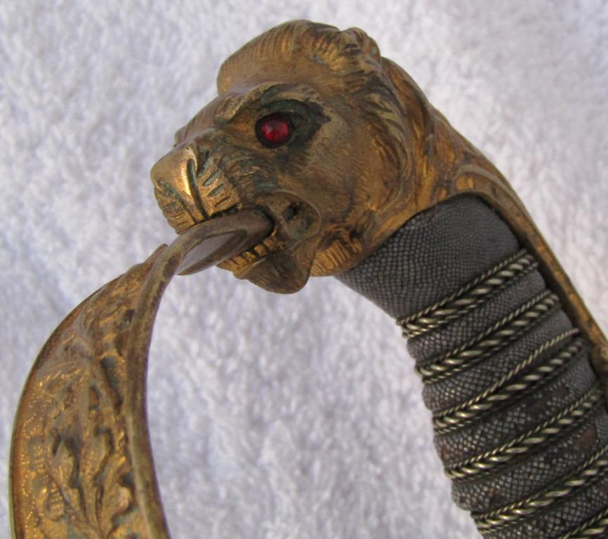 WW1 Period German Cavalry Officer's Lion Head Sword W/Scabbard-Clemen & Jung