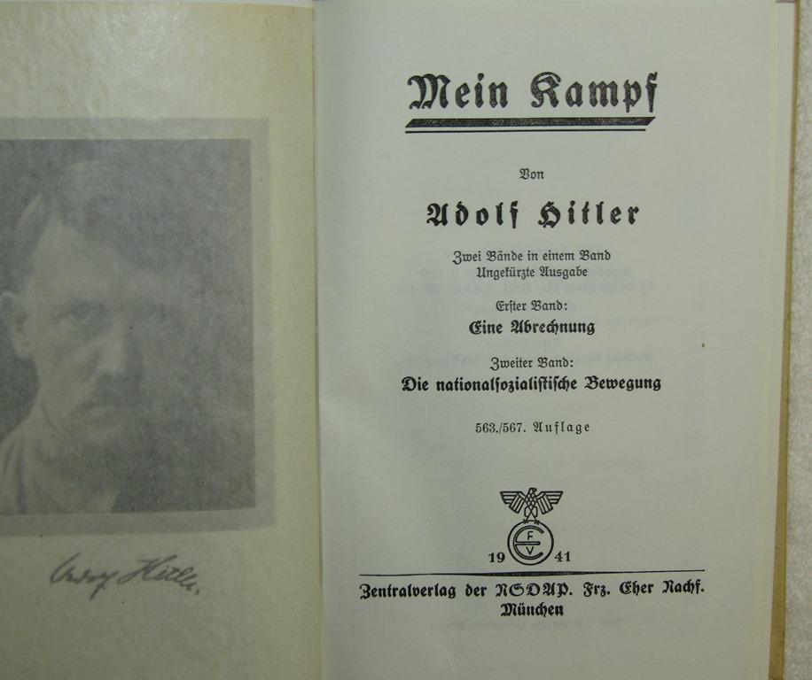 Hard Cover 1941 Presentation Edition Mein Kampf-Gold Gilt Accents W/Handwritten Dedication