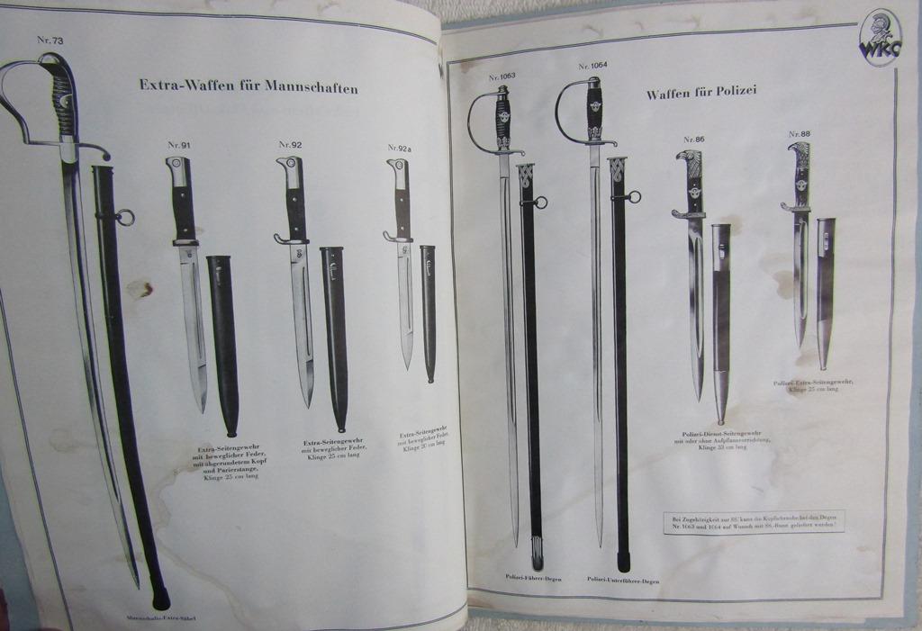 Circa 1940 WKC-WAFFENFABRIK Third Reich Edged Weapons Catalog With Price List