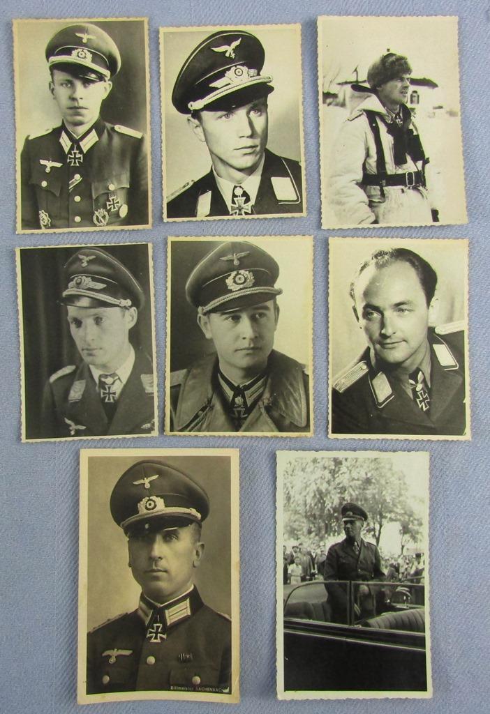 8pcs-Original WW2 Period German Knights Cross Recipients Photos/Photo Postcards-Rommel