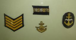 22pcs-Scarce WW2 Period Japanese Navy Insignia-Nicely Framed