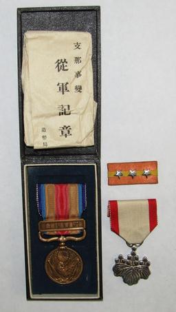 3pcs-WW2 Japanese Soldier Sgt. Major Collar Tab-Cased Order Of The Rising Sun