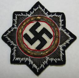 WW11 German Cross In Gold-Cloth Version With Panzer Black Wool Backing-Textbook Example