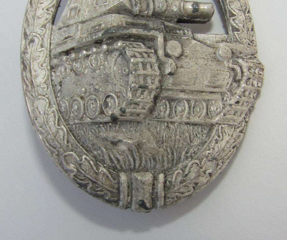 Panzer Tank Badge In Silver-Maker Stamped KW "Karl Wurster, Markneukirchen"