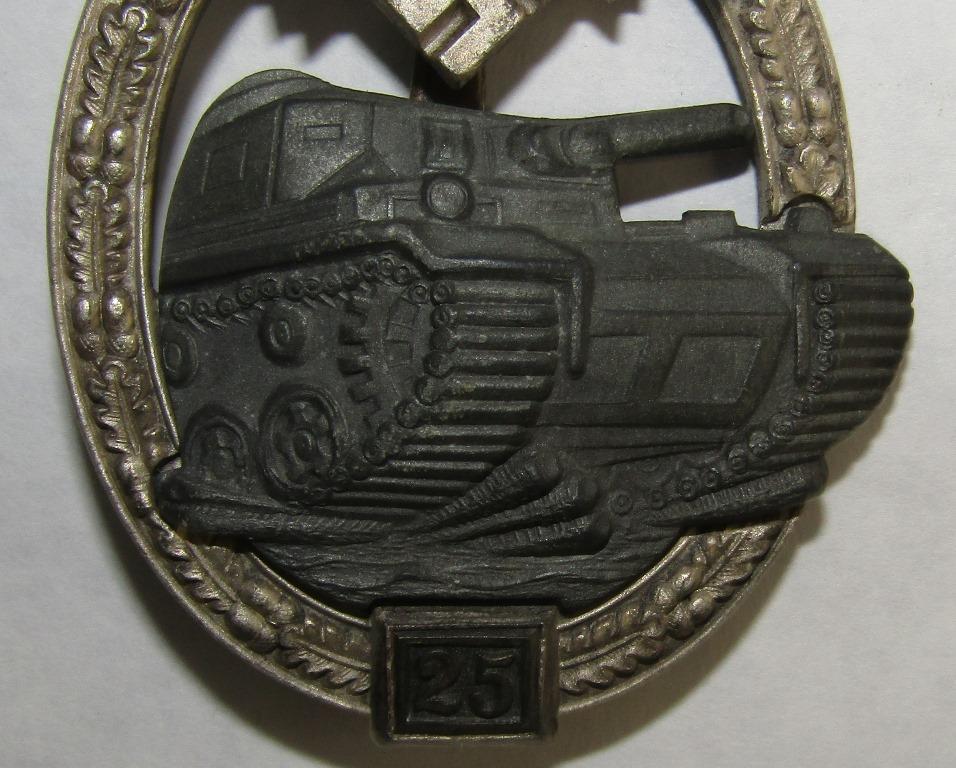Numbered 25 Assault Panzer Tank Badge By JFS-Textbook Example With Carsten Baldes COA