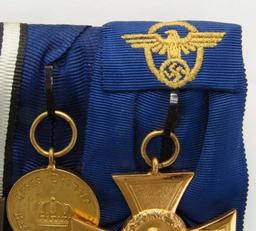 4 Place WW1/WW2 Parade Mount Medal Bar-EK2-Long Service Police Etc.