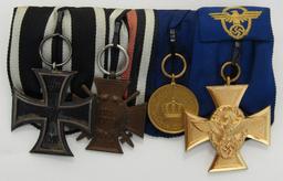 4 Place WW1/WW2 Parade Mount Medal Bar-EK2-Long Service Police Etc.