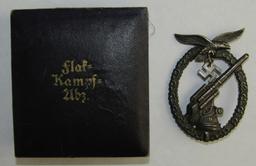Luftwaffe Flak Badge With Original Issue Case-Detlev Niemann COA