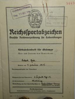 DRL Badges In Gold & Silver With Award Document To Luftwaffe EM Indicating The Award Of Both