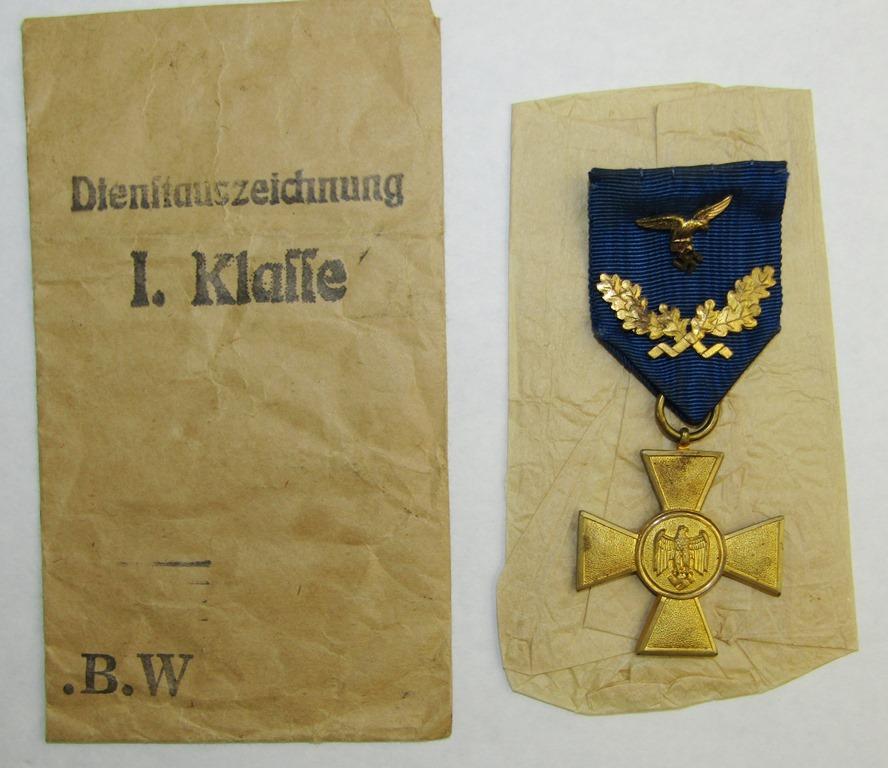 Rare Luftwaffe 40 Year Long Service Medal W/Issue Packet-COA By Brock's