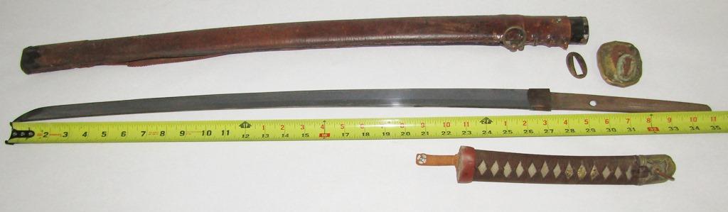 WW2  "SHIN-GUNTO"  Japanese Army Officer's Type 98 Samurai Sword-Leather Scabbard-Signed