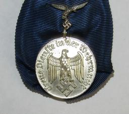 3pcs-Early Droop Tail Luftwaffe 4yr Service Medal/Stickpin/Bevo Embroidered EM Breast Eagle