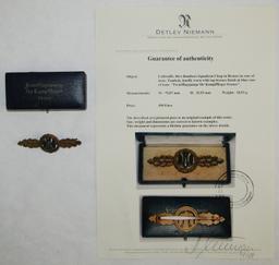 "Frontflug-Spange Fur Kampfflieger In Bronze" Bomber Clasp W/Issue Case-Detlev Niemann COA