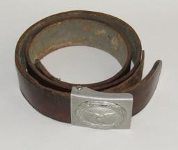Pre/Early WW2 Luftwaffe Brown Leather Combat Belt With Droop Tail Eagle Buckle