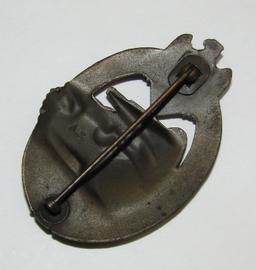 Panzer Assault Badge In Bronze-Maker Marked "A.S." With COA