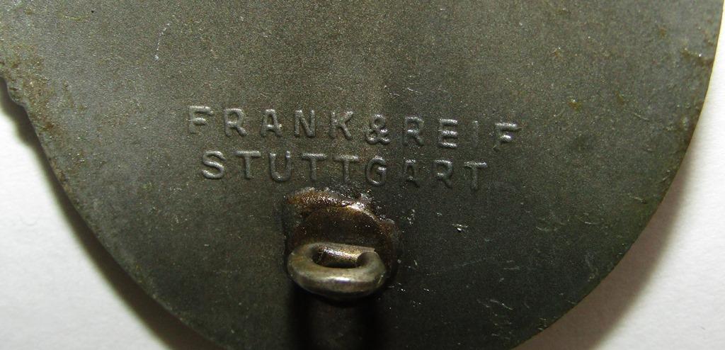 Panzer Assault Badge In Bronze-Maker Marked "FRANK & REIF STUTTGART"