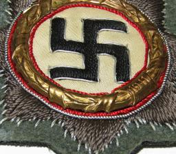 WWII German Cross In Gold-Wehrmacht Issue  Cloth Version-Scarce Maker