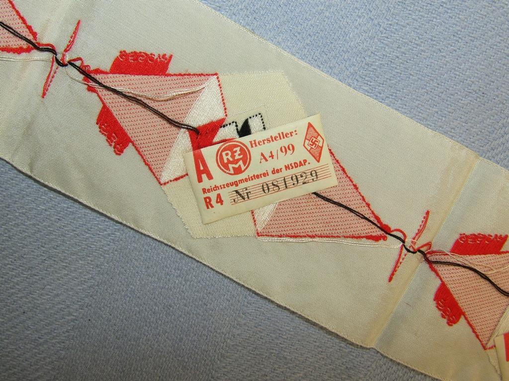 Rare Hitler Youth  Sports Shirt Uncut Patch Strip-Sequential Numbered RZM Labels On The Reverse