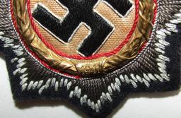 Gold German Cross In Cloth. Kriegsmarine/Panzer? Issue With Dark  Wool Backing