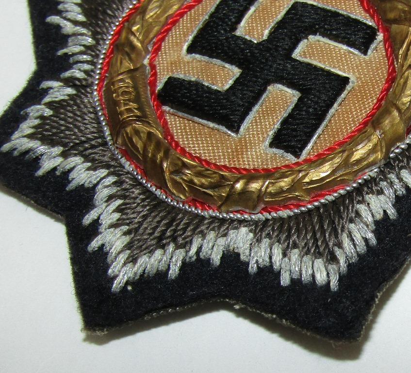 Gold German Cross In Cloth. Kriegsmarine/Panzer? Issue With Dark  Wool Backing