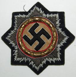 Gold German Cross In Cloth. Kriegsmarine/Panzer? Issue With Dark  Wool Backing