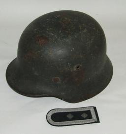 M40 German Helmet With Liner Band/Partial Chin Strap-"SE64"-Single NCO Pioneer Shoulder Board