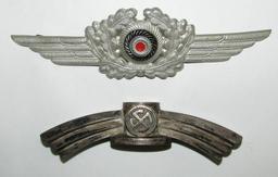 2pcs-Luftwaffe Visor Cap Wreath-Early Nickel 1st Model Dagger Cross Guard