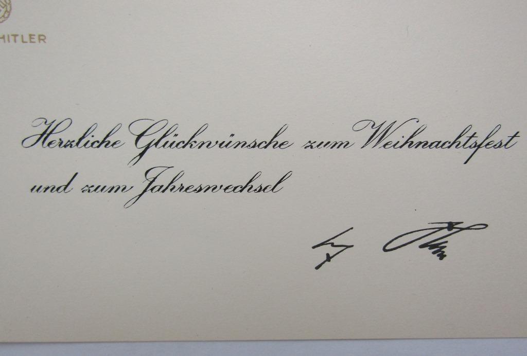 Rare Adolf Hitler December 1940 Dated Christmas/New Years Greeting Card