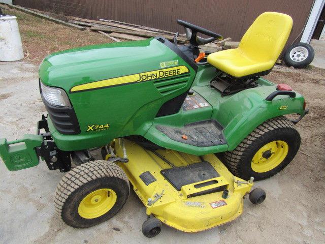 John Deere Model X 744 Diesel All Wheel Steer Lawn Tractor, 3 Point Hitch,