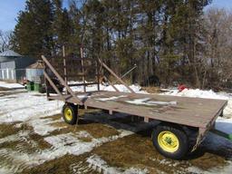 8 X 16 Ft. Wooden Flat Rack on John Deere 1064 Four Wheel Wagon