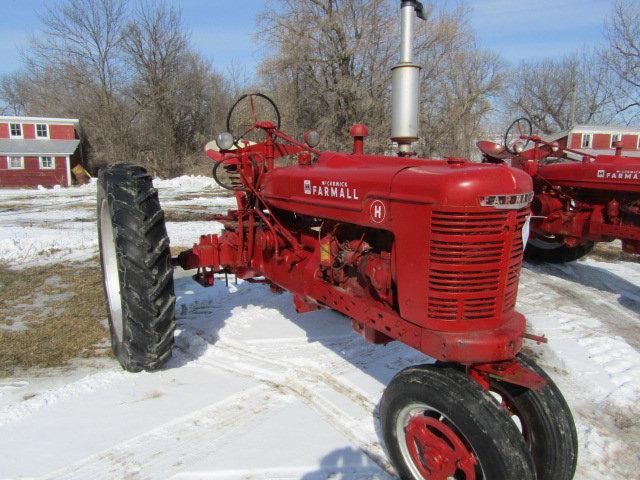 1949 Farmall Model H Tractor, Narrow Front, PTO, Wheel Weights, Nice Metal,