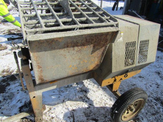 Stone ½ Yd. +/- Portable Cement Mixer on Ball Hitch Transport, 9 HP Gas Eng