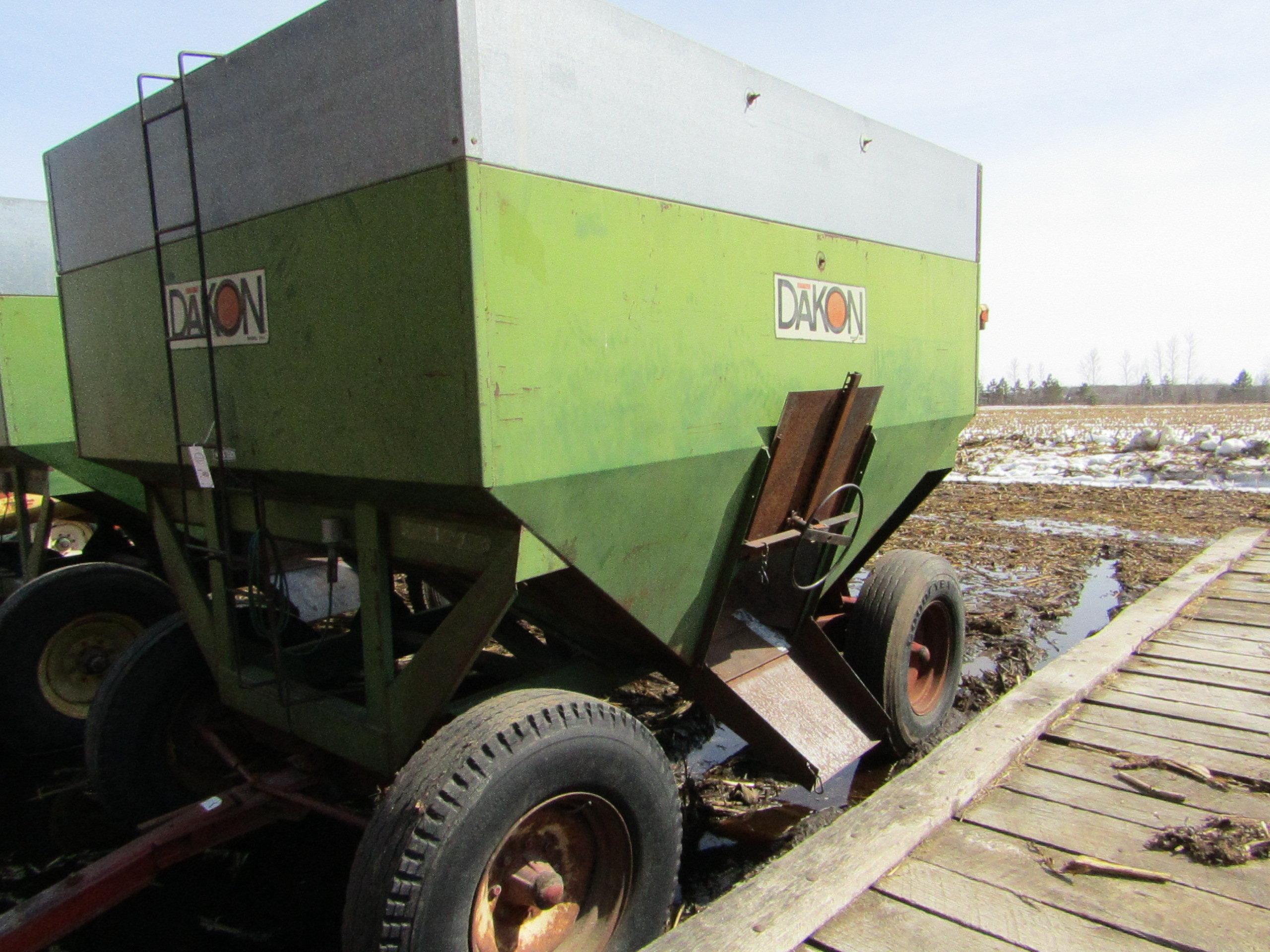 Dakon 280 Bushel Gravity Box, Extensions, Access Ladder, Light Kit on IH Mo