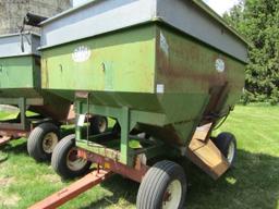 Dakon 250 Bushel +/- Gravity Box on Kewanee # 45 Four Wheel Wagon, Flotatio