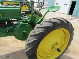 1947 John Deere Model H Gas Tractor, Electric Start, Good 9.32 Rear Tires,