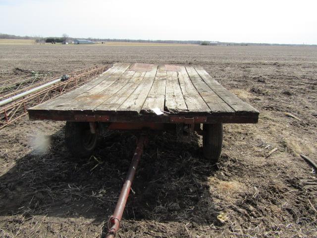 Campbell Four Wheel Wagon with Older 8 X 14 Ft. Wooden Flat Bed & Hoist