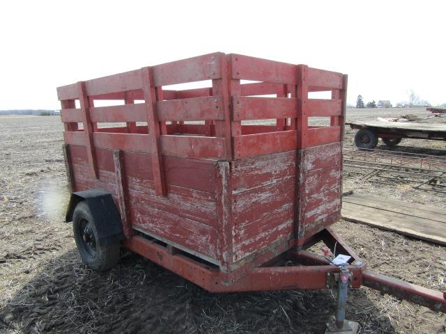 5 FT. X 8 Ft. Two Wheel Trailer with Wooden Stock Rack