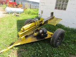 Good Shop Built Wood Splitter with 5 H.P. Gas Engine on Transport