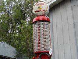 Restored Visible Gas Pump with Deep Rock Super Gasoline Globe, Pump is Beli