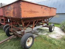 722.  Minnesota Model 250 Gravity Box (Poorer Cond) on Harms Four Wheel Wagon, 11L-15 Tires, Ext. Po