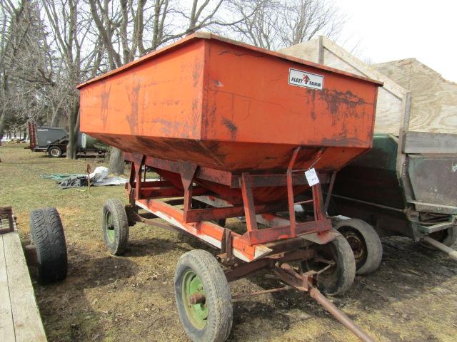 713. Fleet 175 Bushel Gravity Box on Four Wheel Wagon