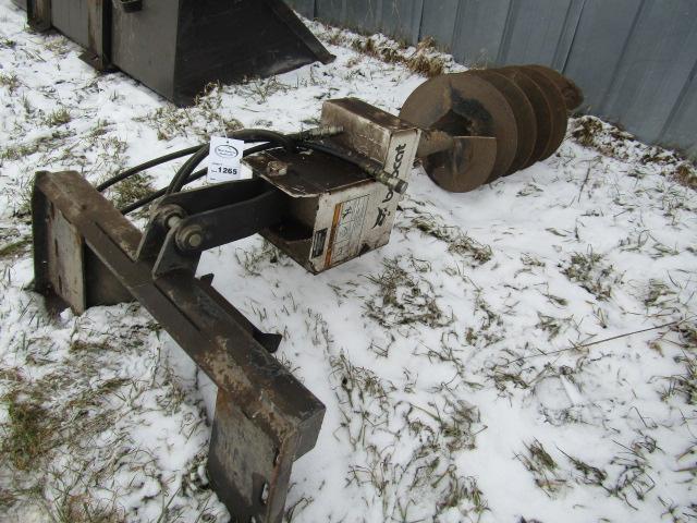 1265. Bobcat Skid Loader Hydraulic Post Hole Digger, 16 Inch Auger