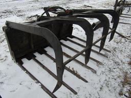 1268. Shop Built 6 FT. Skid Loader Manure Bucket with 4 Tine Hydraulic Grap