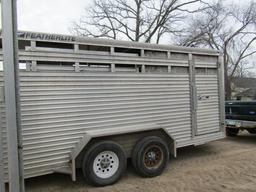 338. 2007 Featherlite Aluminum Bumper Hitch Pull Type Stock Trailer, Center