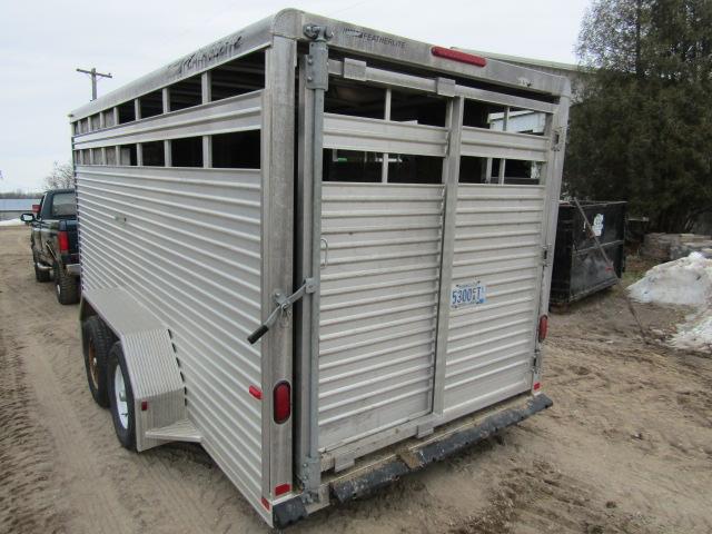 338. 2007 Featherlite Aluminum Bumper Hitch Pull Type Stock Trailer, Center