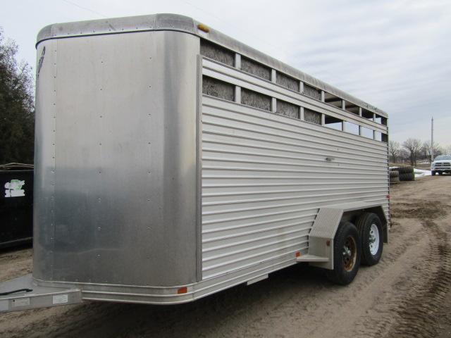 338. 2007 Featherlite Aluminum Bumper Hitch Pull Type Stock Trailer, Center