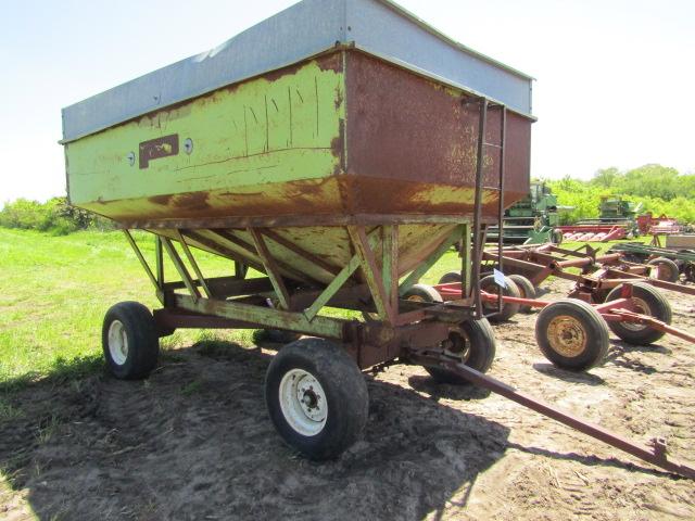 410. Parker Approx. 300 Bushel Gravity Box on Lindsey Four Wheel Wagon, Ext