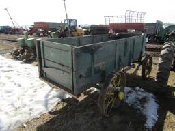 489. Wooden Double Box with Spring Seat on John Deere Steel Wheel Wagon