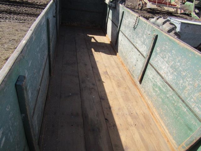 489. Wooden Double Box with Spring Seat on John Deere Steel Wheel Wagon